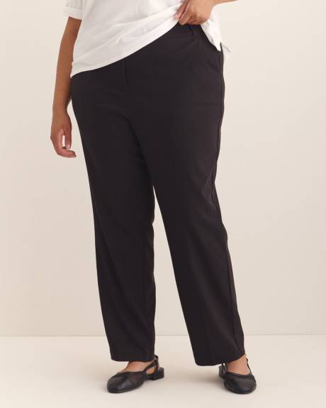 Pantalon uni à jambe droite, coupe galbée, tissu responsable