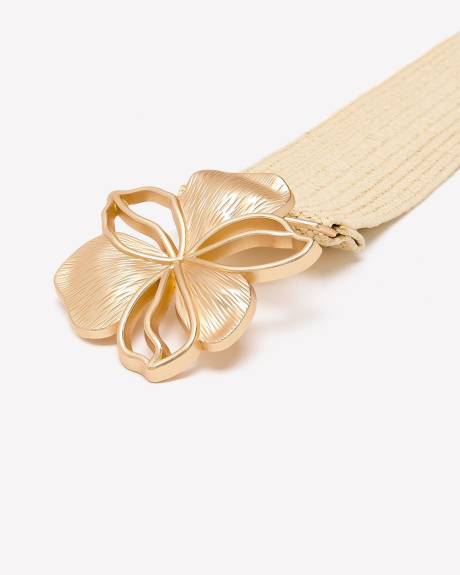 Ceinture élastique large avec boucle en fleur