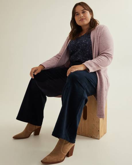 Long Ballon Sleeve Swing Knit Top