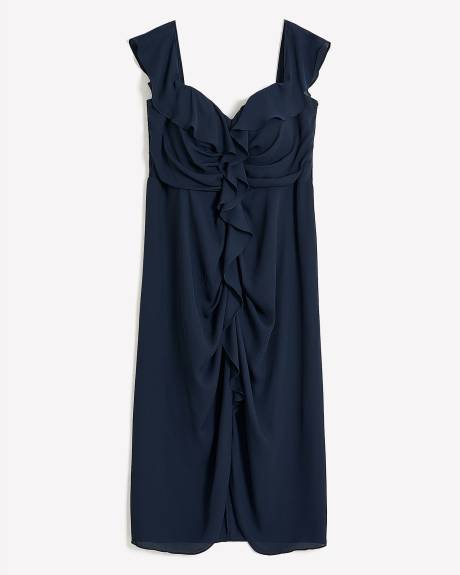Robe longue froncée à épaules dénudées - City Chic