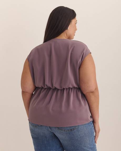 Blouse nouée à petites manches et col en V - Addition Elle