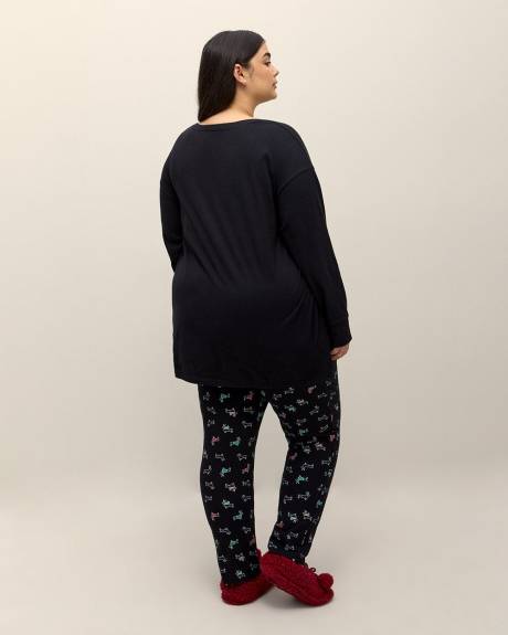 Raindeer Teckel Knit Tunic Top and Legging Pyjama Set - ti Voglio