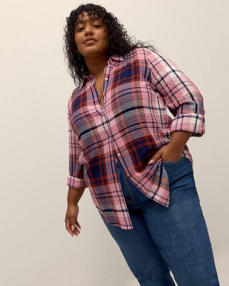Plaid Buttoned-Down Tunic Shirt