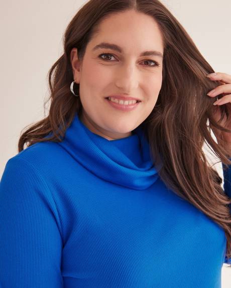Waffle Knit Tunic with Cowl Neck