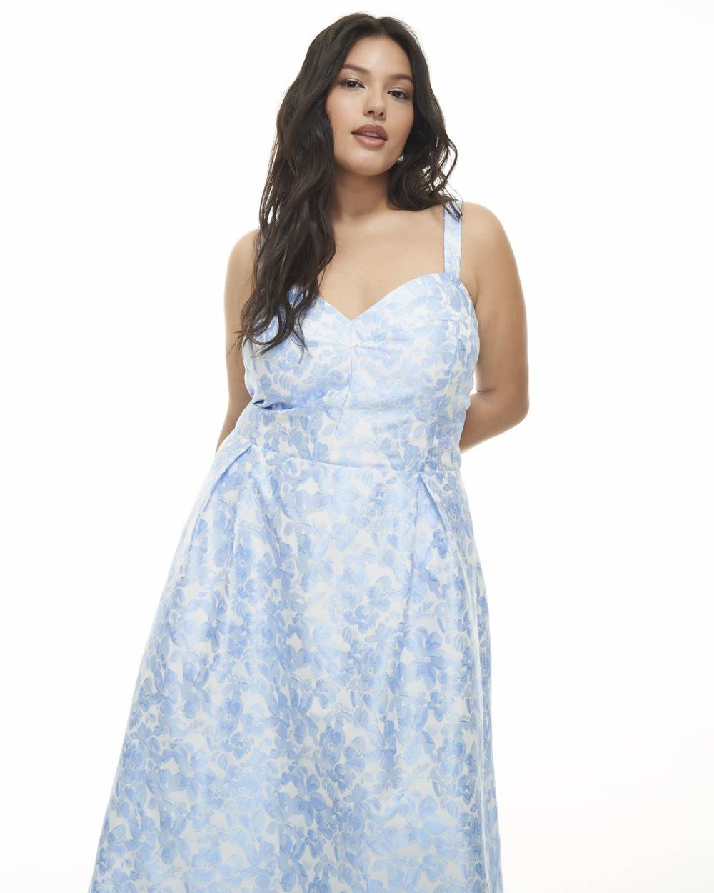 Sleeveless Fit Flare Bustier Midi Dress Addition Elle Penningtons