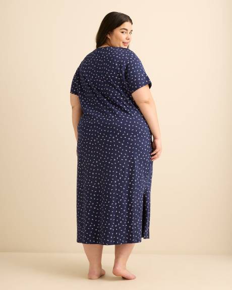 Long Short-Sleeve Sleepshirt with Picot Edge Detail - ti Voglio