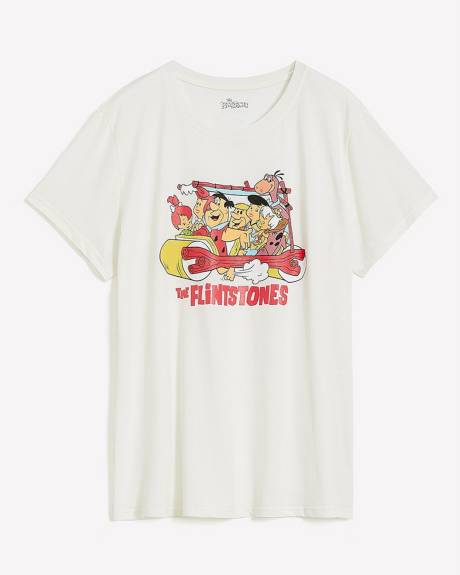 White License Tee with The Flintstones Print