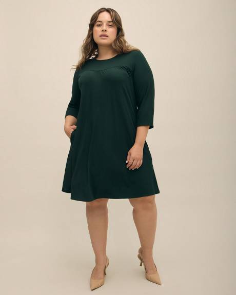 Responsible, Ribbed Knit Sweetheart Swing Dress