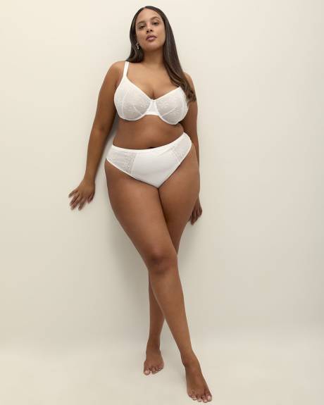 Soutien-gorge blanc non doublés avec broderie et maille, avec armatures - Déesse Collection