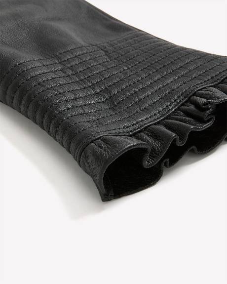 Leather Gloves with Mini Ruffles