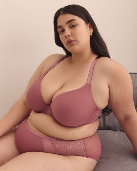Rose Underwire Plunge Bra with Lace - Déesse Collection