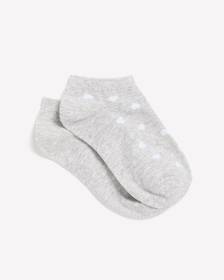 Grey Heart-Print Ankle Socks