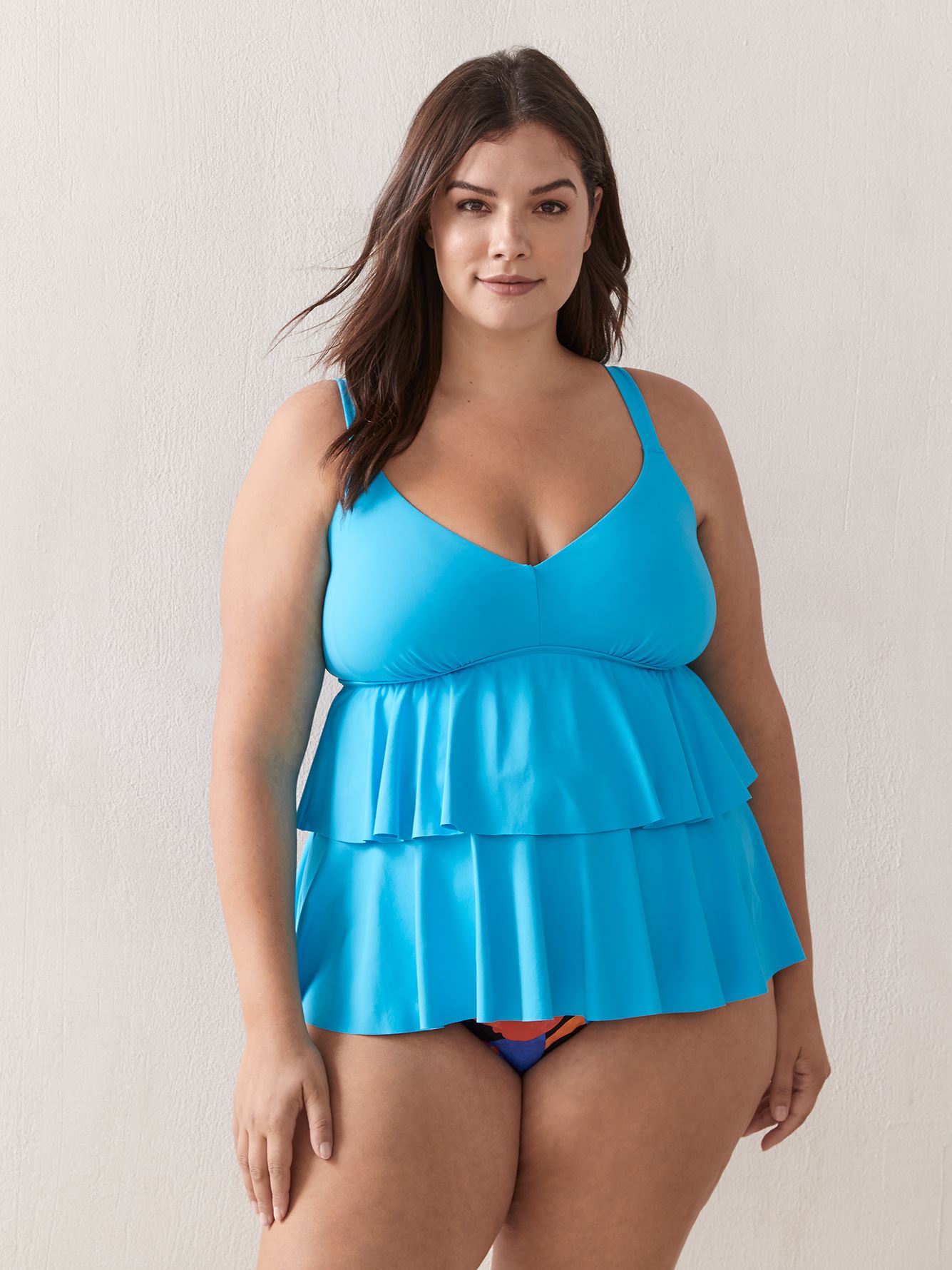 Solid RuffleHem Tankini Top In Every Story Penningtons