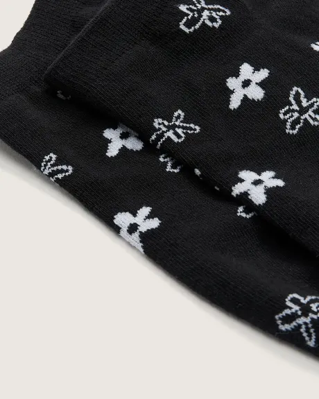 Chaussettes courtes à motifs de petites fleurs