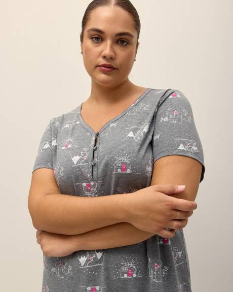 Chemise de nuit longue chinée à manches courtes - ti Voglio