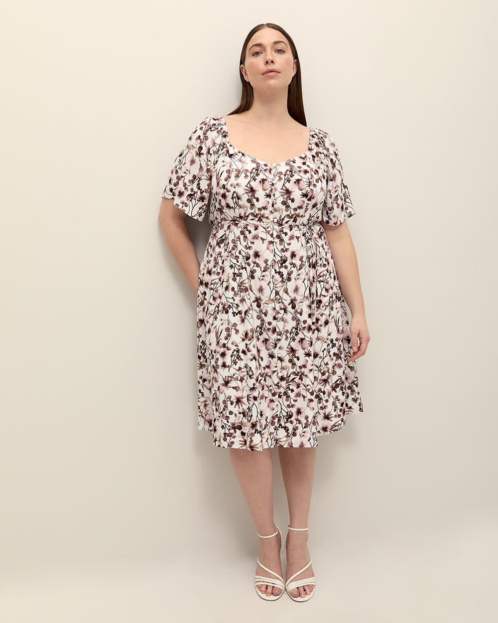 Floral Fit and Flare Buttoned Down Dress - Addition Elle