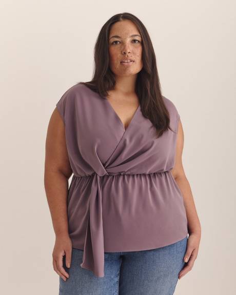 Blouse nouée à petites manches et col en V - Addition Elle