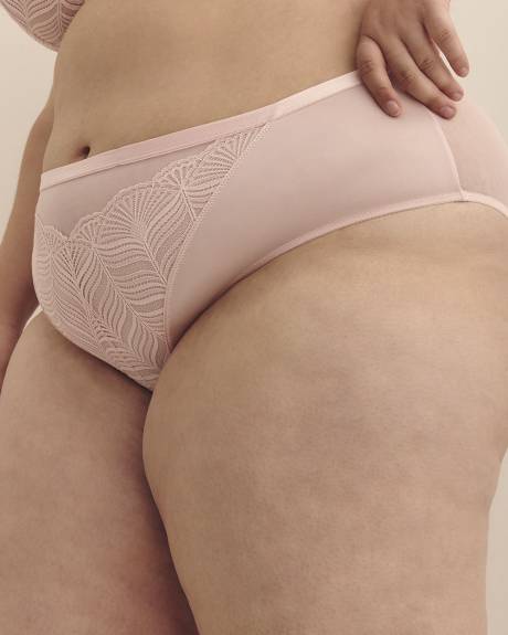 Culotte échancrée rose en microfibre avec dentelle et maille - Déesse Collection