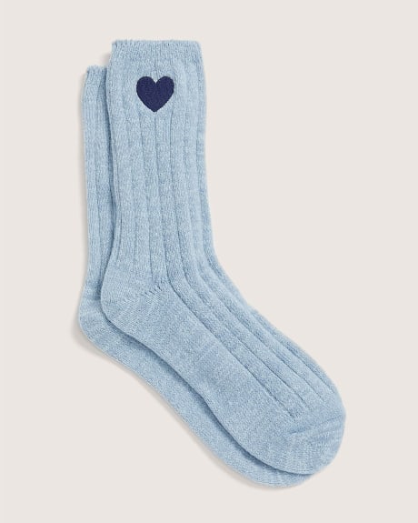 Knit Socks with Heart Embroidery - ti VOGLIO