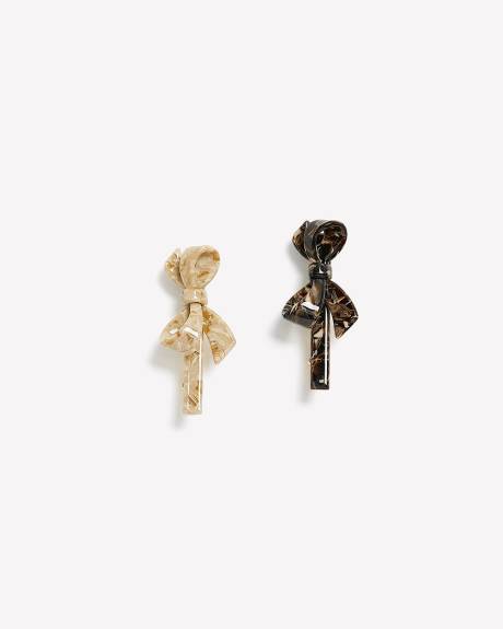 Bow-Shape Tortoise Hair Barrettes, Set of 2