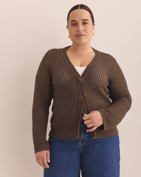 Long-Sleeve Crochet Cardigan