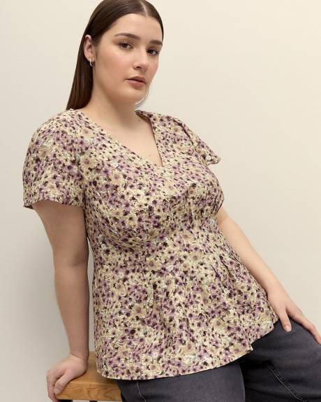 Flutter Sleeve Blouse with Front Pleats - Addition Elle