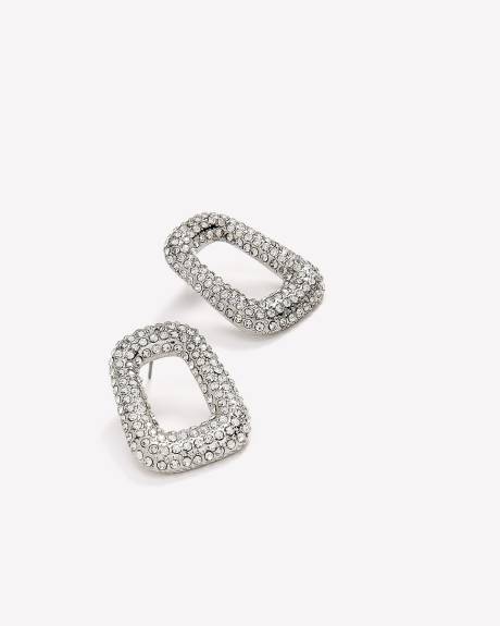 Grosses boucles d'oreilles carrées ornées de pierres scintillantes