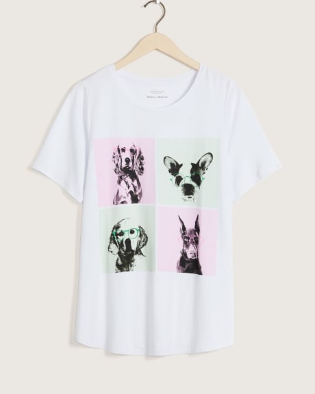 T-shirt uni coupe moderne imprimé, tissu responsable - Addition Elle