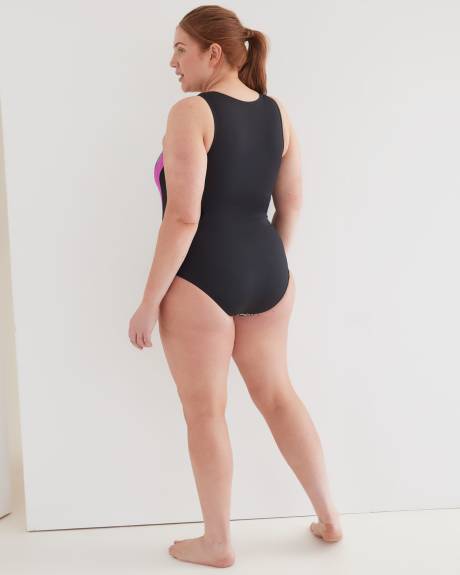 Printed One-Piece Swimwear with Half Zipper - Active Zone