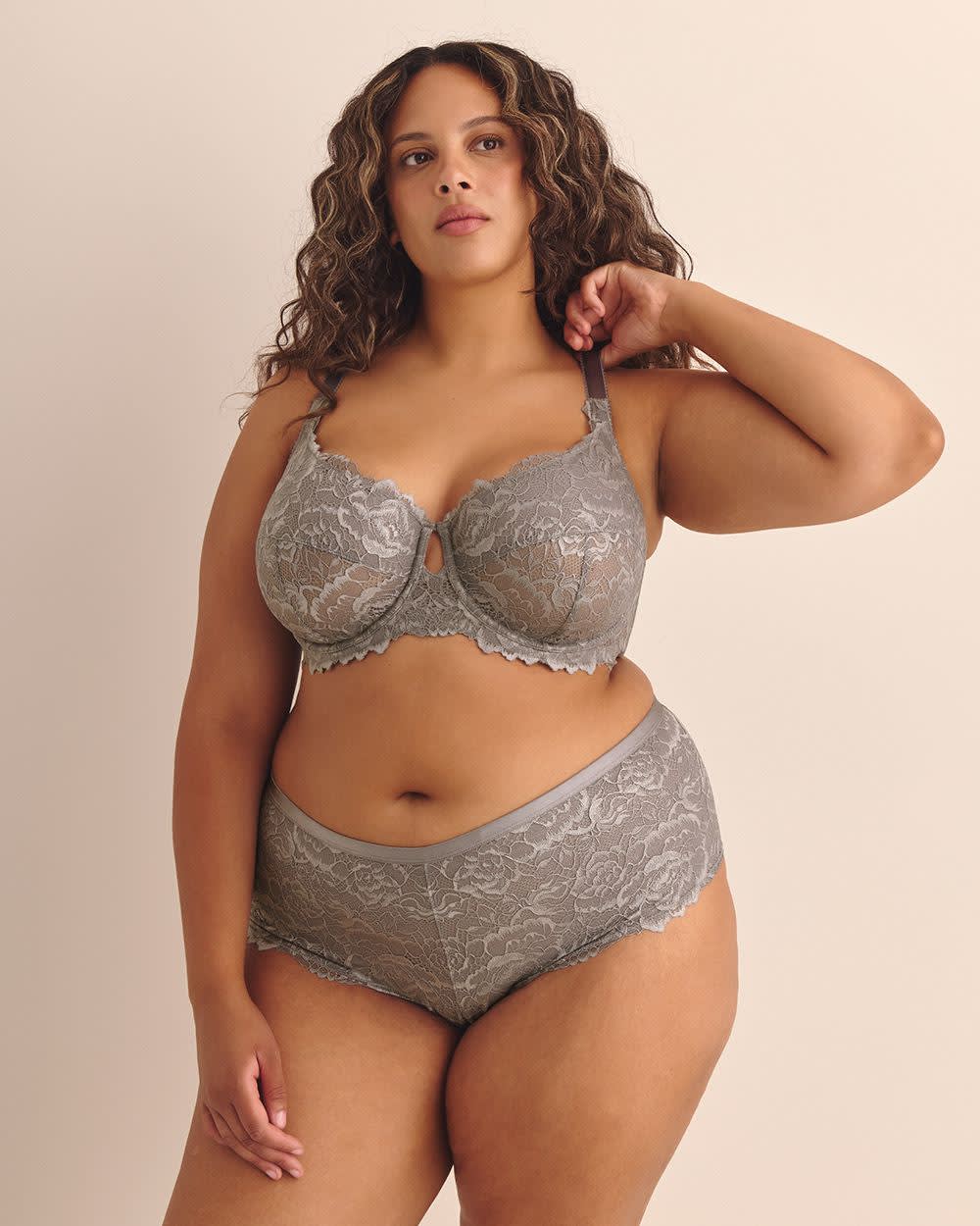 Grey Underwire Foil Lace Bra - Déesse Collection