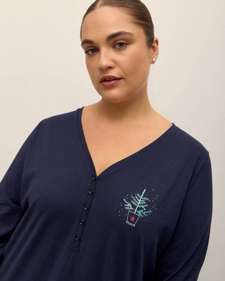 Plaid Henley Tee and Pant Pyjama Set - ti Voglio