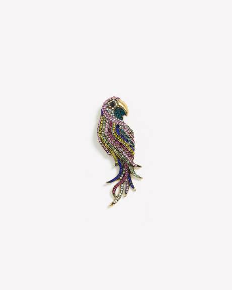 Rhinestone Parrot Brooch