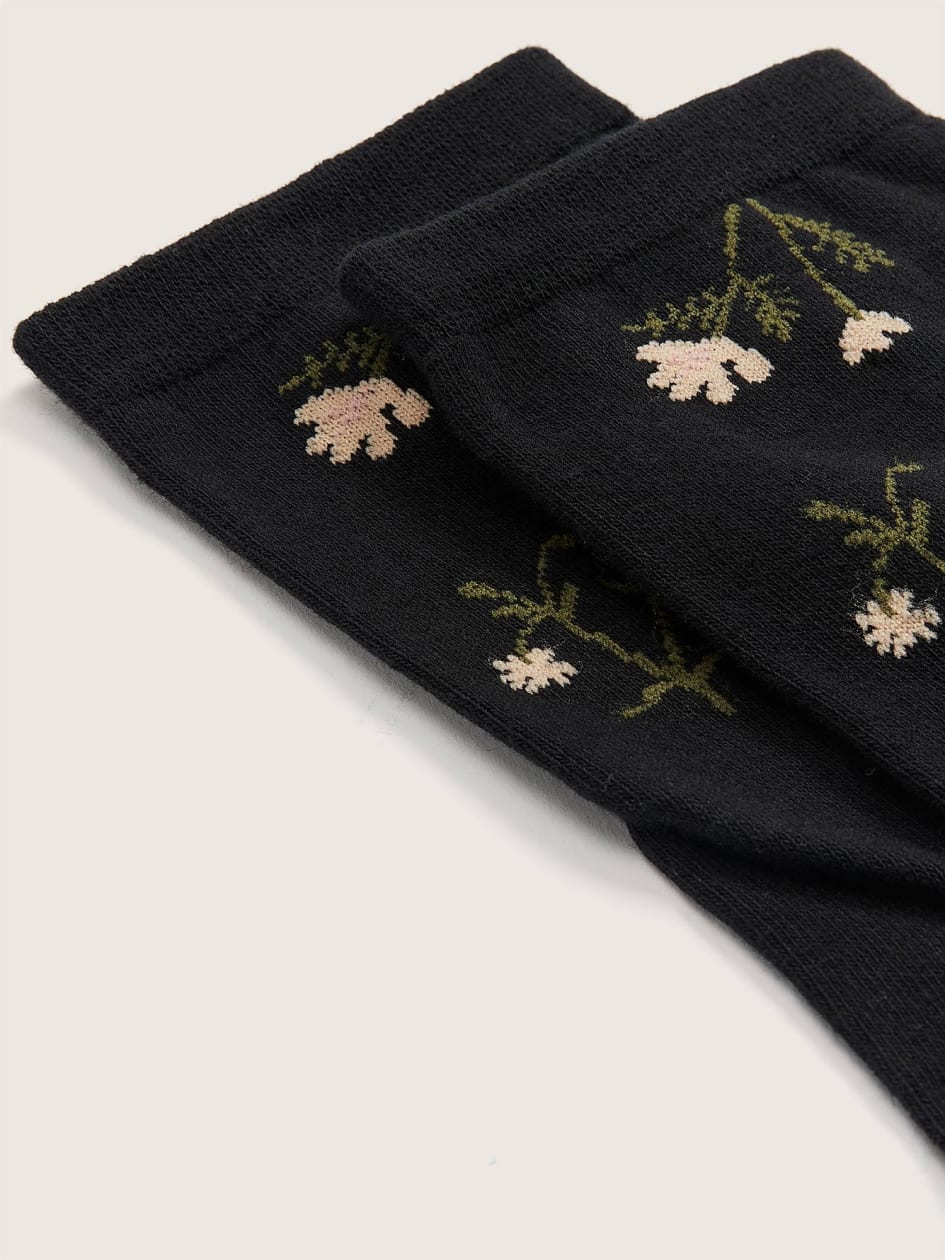 Chaussettes à motif de fleurs à tige