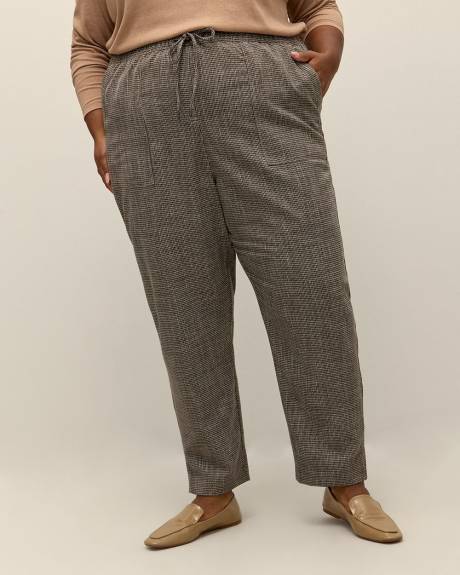 Pantalon à jambe fuselé à petit motif pied-de-poule