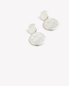 Double Disc Matte Silver Plating Earrings