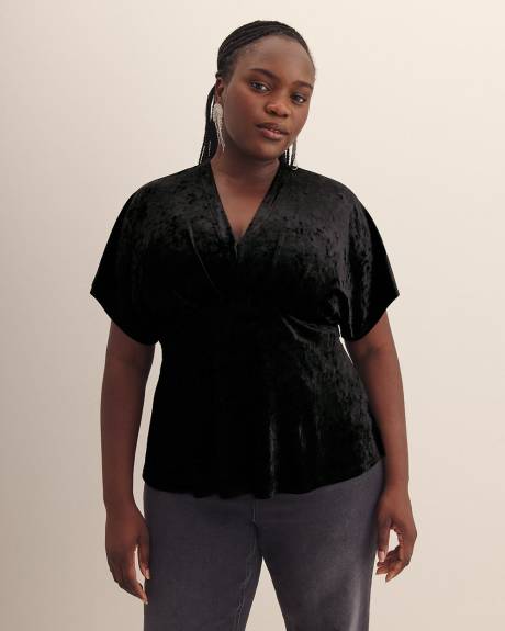 Fit-and-Flare Velvet Knit Top - Addition Elle