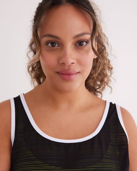 Solid Shadow Stripe Tankini with Fooler Crop Bandeau - Active Zone