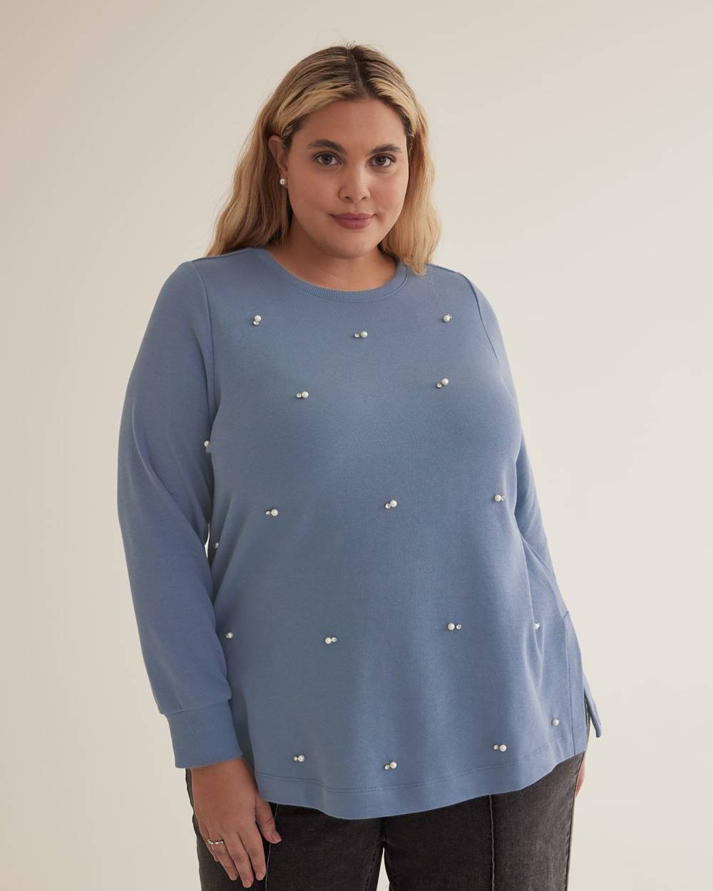 Long-Sleeve Sweatshirt with Pearls