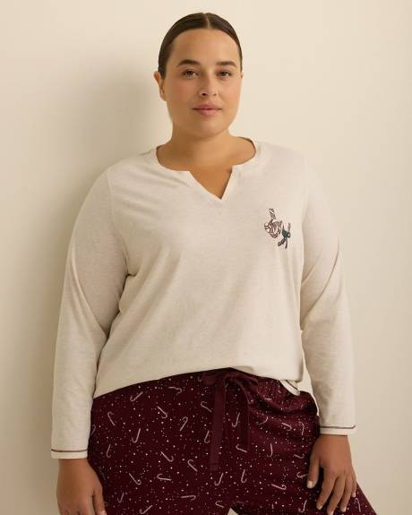 Ensemble-pyjama t-shirt à manches longues et pantalon à jambe droite à motif de cannes - ti Voglio