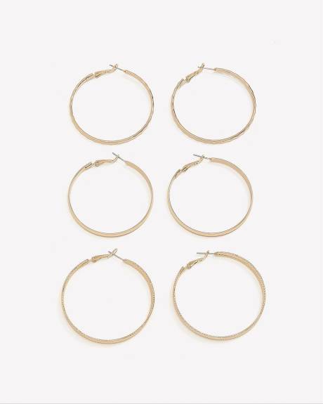 Medium Golden Hoop Earrings, Set of 3