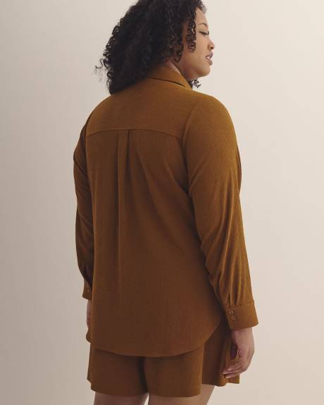 Buttoned-Down Long Sleeve Knit Shirt
