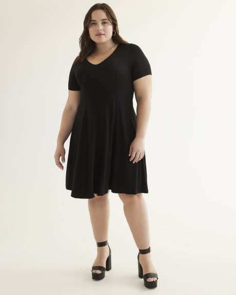 Responsible, Black Knit V-Neck Dress