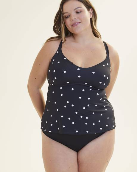 Dotted Empire-Cut A-Line Tankini Top