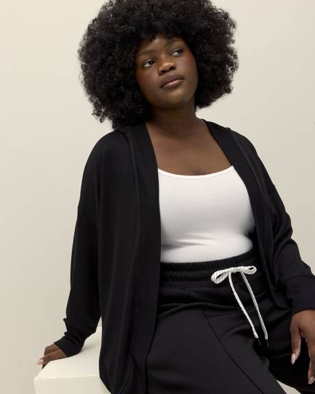 Cardigan ouvert à capuche en tricot français - Active Zone