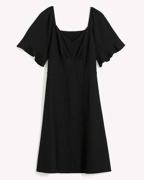 Robe en tricot texturé avec manches à volants - Addition Elle