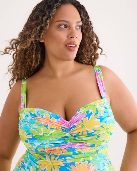 Shirred Bandeau Mio One-Piece Bathing Suit with Underwires - Bleu by Rod Beattie