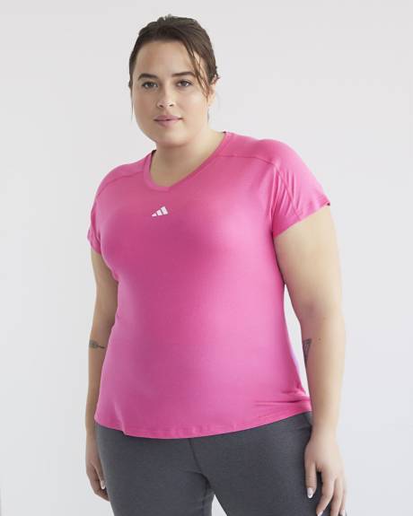 Responsible, Train Icons V-Neck T-Shirt, Fuchsia - adidas