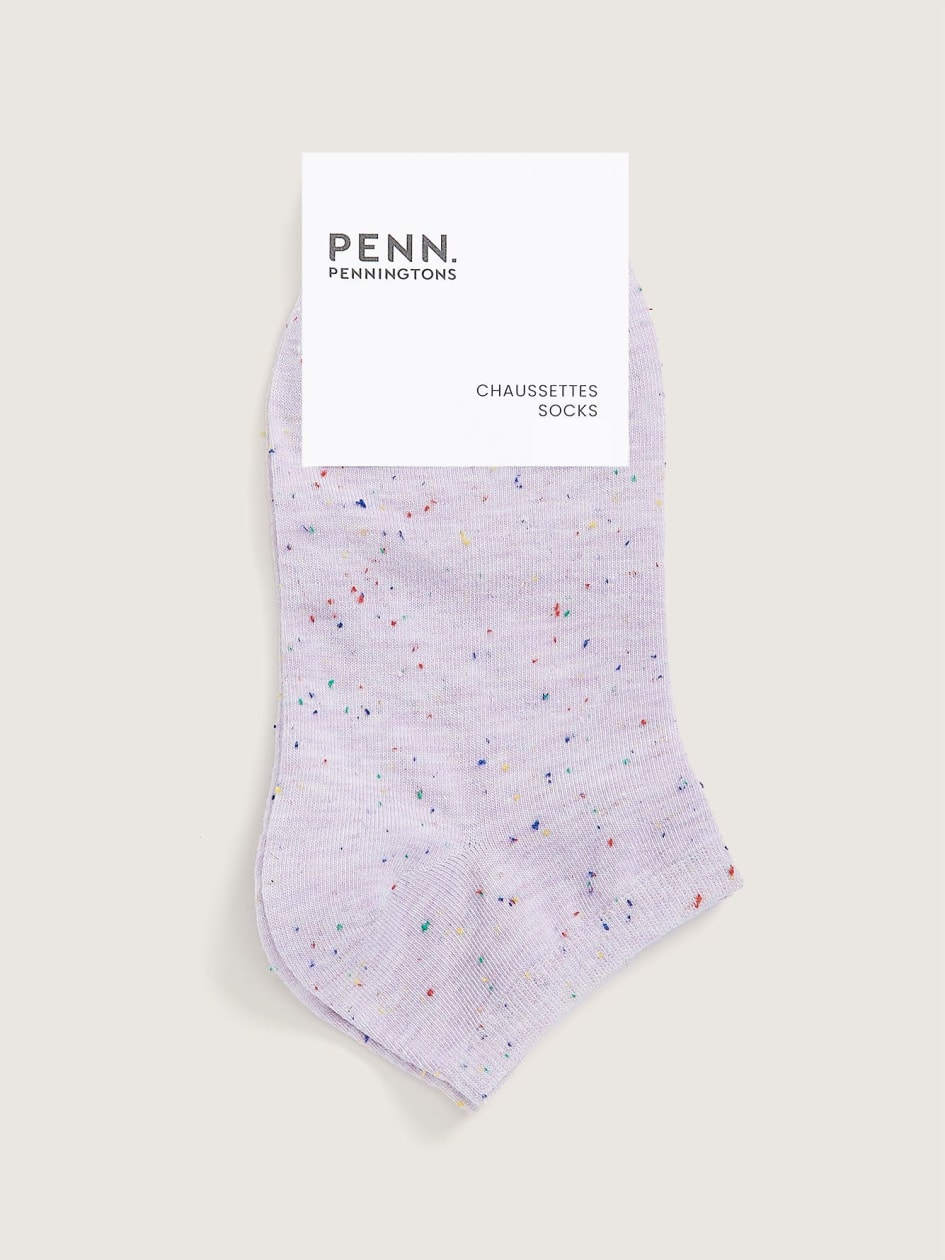 Speckled Yarn Ankle Socks, Purple