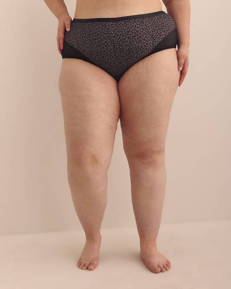 Light Control Cheetah-Print Full Brief with Mesh - Déesse Collection