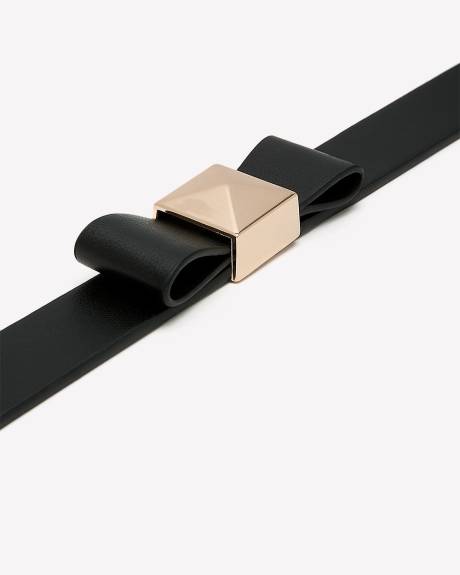Black Skinny Belt with Bow